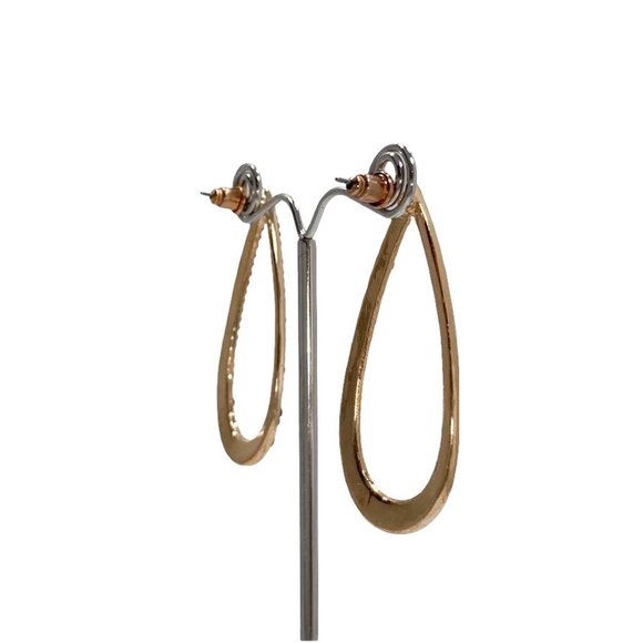 Gold Open Teardrop  Earrings with Red Crystals - Picture 4 of 5